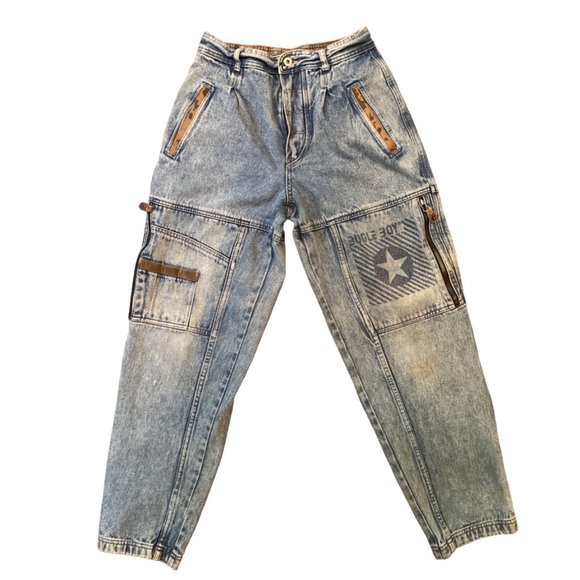 Bugle Boy Jeans Vtg Bugle Boy Special Forces Acid Wash Cargo Denim